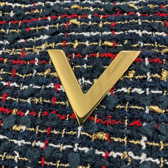 VALENTINO NAVY MULTI 2022 VLOGO TWEED DRESS - Picture 6 of 6